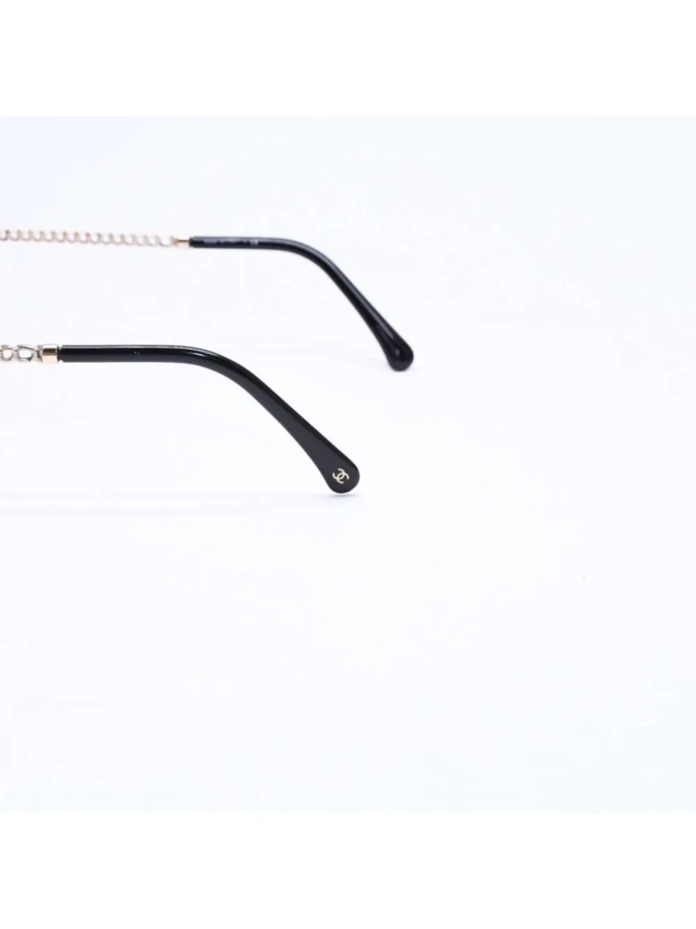 Chanel with Chain Sunglasses Metal Gold Eyewear
